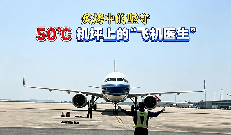 暑运观察 | 天津滨海机场：炙烤中的坚守 50℃机坪上的“飞机医生”